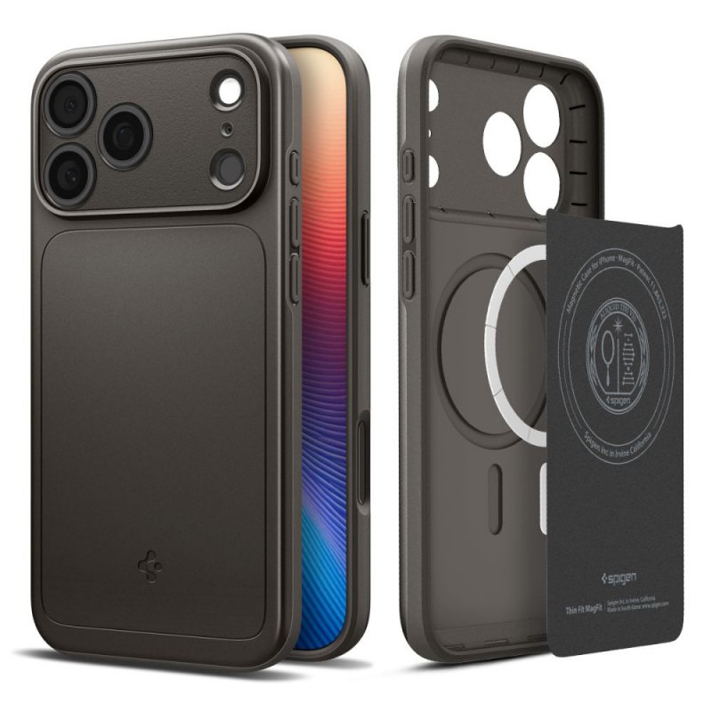 MASKA SPIGEN Thin Fit with MagSafe for Apple iPhone 17 Pro, Gunmetal