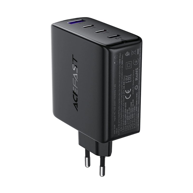 PUNJAČ Acefast A94, 100W, 5A, 1xUSB-A - 3xUSB-C, Black